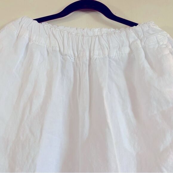 H&M Wide Leg White Linen Blend Pants XL Pockets Pull Up Stretch NWOT Gorgeous - Picture 3 of 5